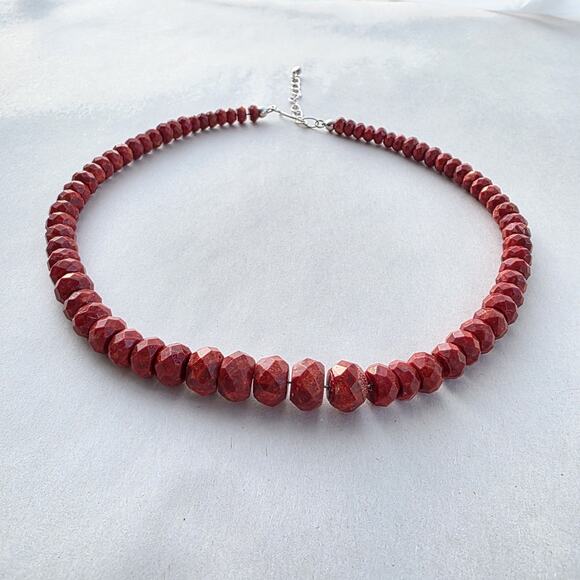 Jay King DTR Genuine Coral Red Statement Choker Necklace sterling Silver 925 - Picture 3 of 11